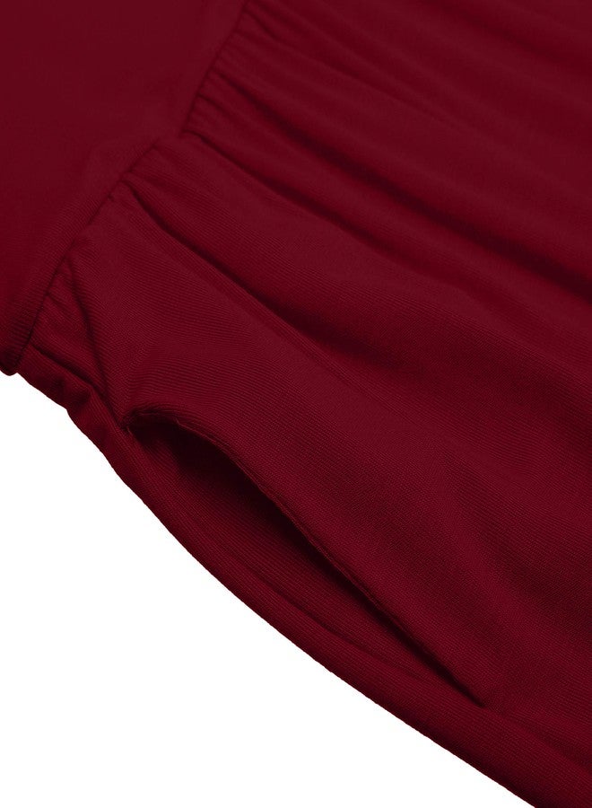 Simlu Burgundy Skirts for Women Ankle Length Skirt Casual Long Skirt High Waisted Maxi Skirt Reg and Plus Size Skirt Long Skirt (Size X-Large, Burgundy) - Image 4